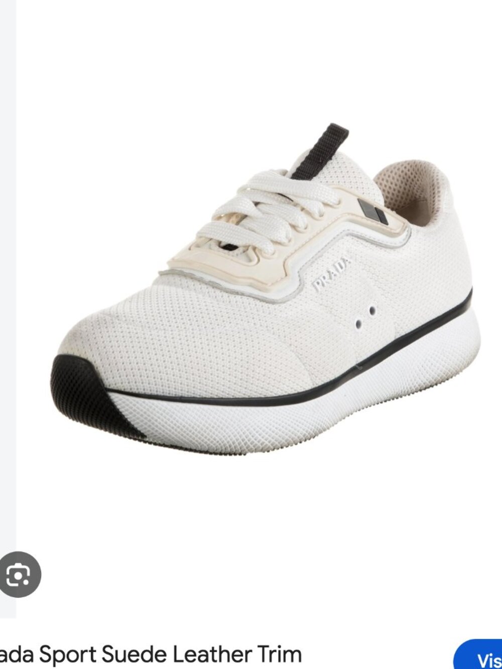 Prada Two-Tone Nylon Platform Trainer Sneakers in white & cream Size 7